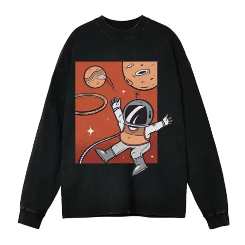 Spacebasketball Acid Wash Oversized Long Sleeve Shirt