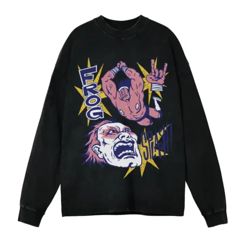 American Wrestling C Acid Wash Oversized Long Sleeve Shirt