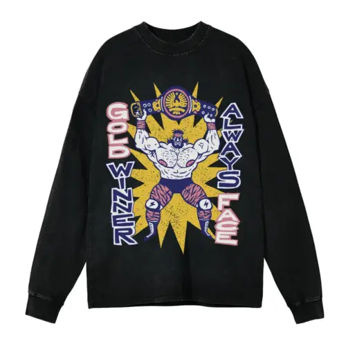 American Wrestling Acid Wash Oversized Long Sleeve Shirt