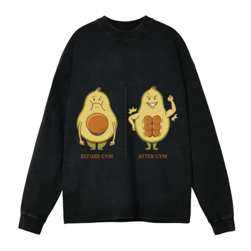 Avocado Gym Acid Wash Oversized Long Sleeve Shirt