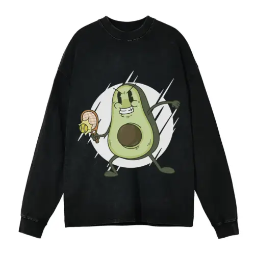 Avocado Tennis Acid Wash Oversized Long Sleeve Shirt