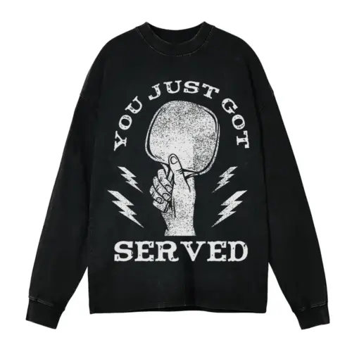 Youjustgotservedpingpong Acid Wash Oversized Long Sleeve Shirt