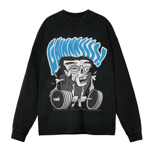 Zoombie Acid Wash Oversized Long Sleeve Shirt