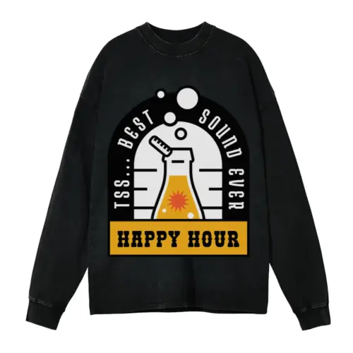 Tote Happyhour Acid Wash Oversized Long Sleeve Shirt