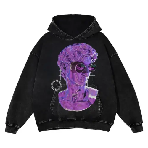 3D  Liquid Bitch Face Acid Wash Oversized Hoodie