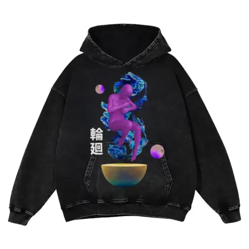 3D  Reborn Acid Wash Oversized Hoodie