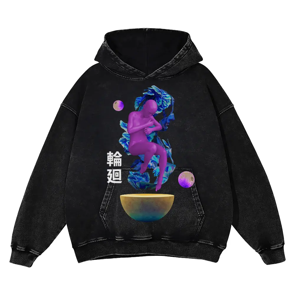 3D Reborn Acid Wash Oversized Hoodie