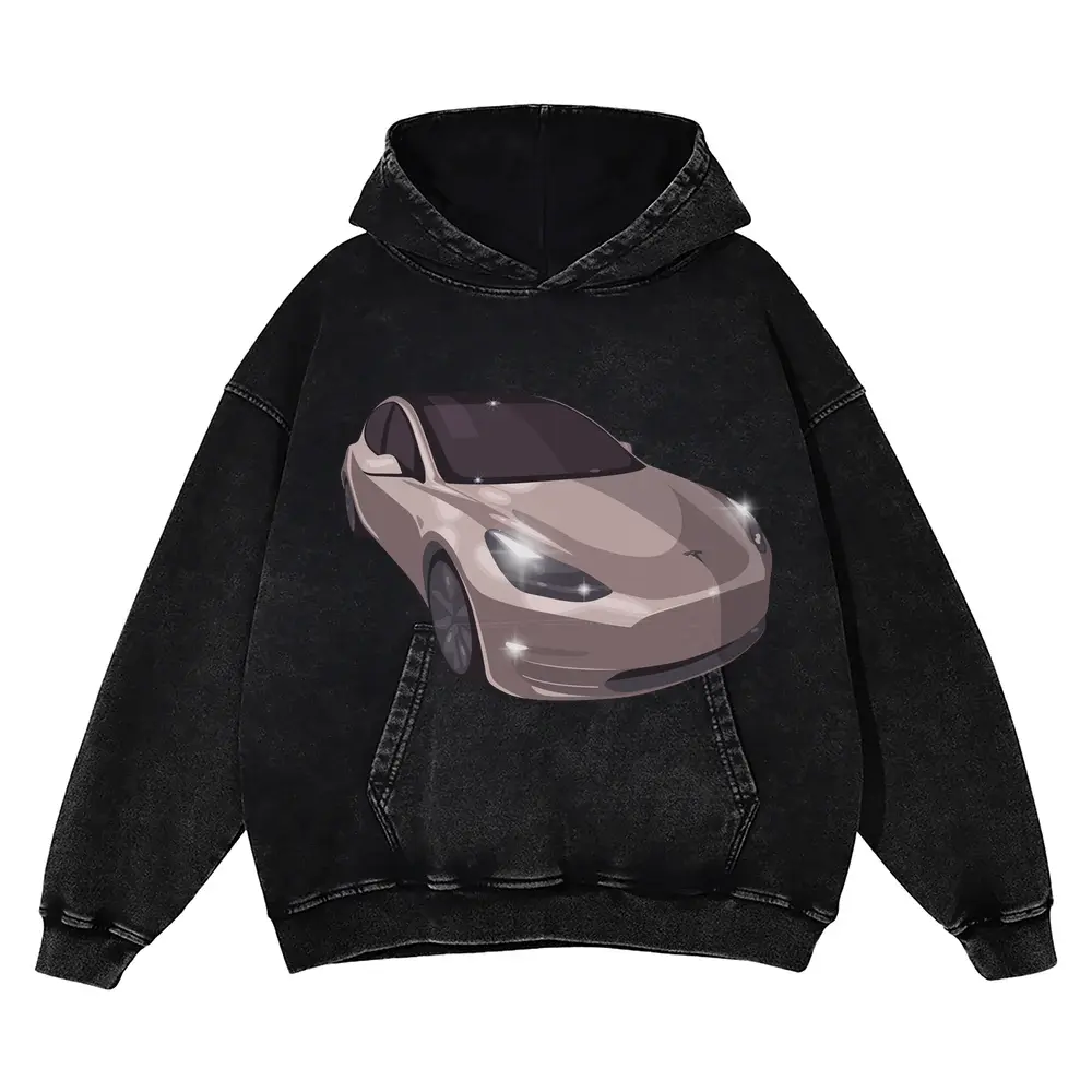 Tesla Acid Wash Oversized Hoodie
