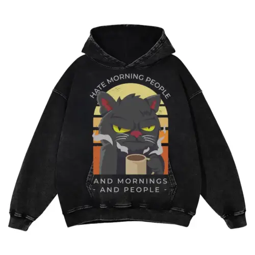 Agrycoffecat Acid Wash Oversized Hoodie