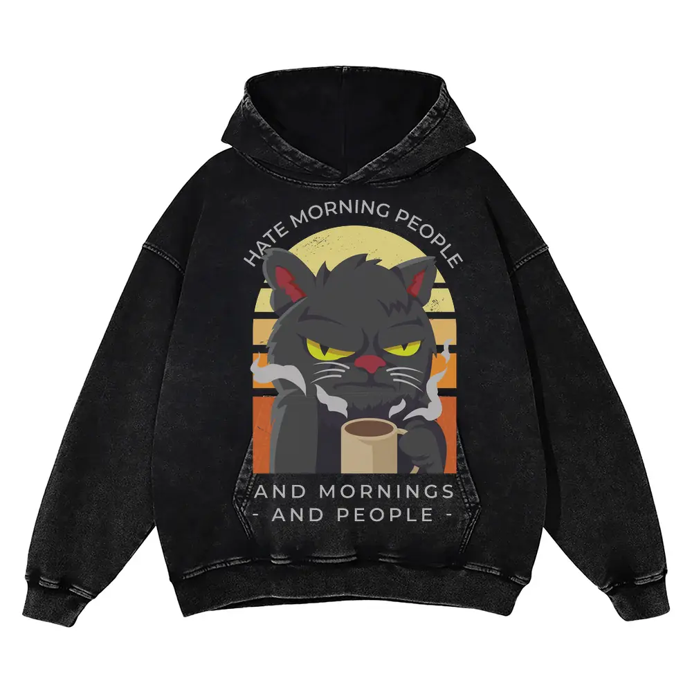 Agrycoffecat Acid Wash Oversized Hoodie