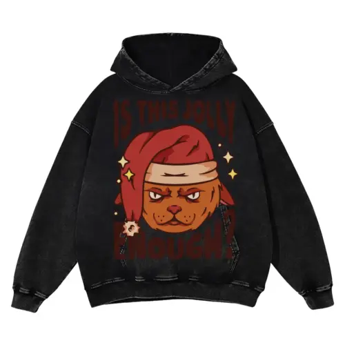 Anti Christmas Cat Acid Wash Oversized Hoodie