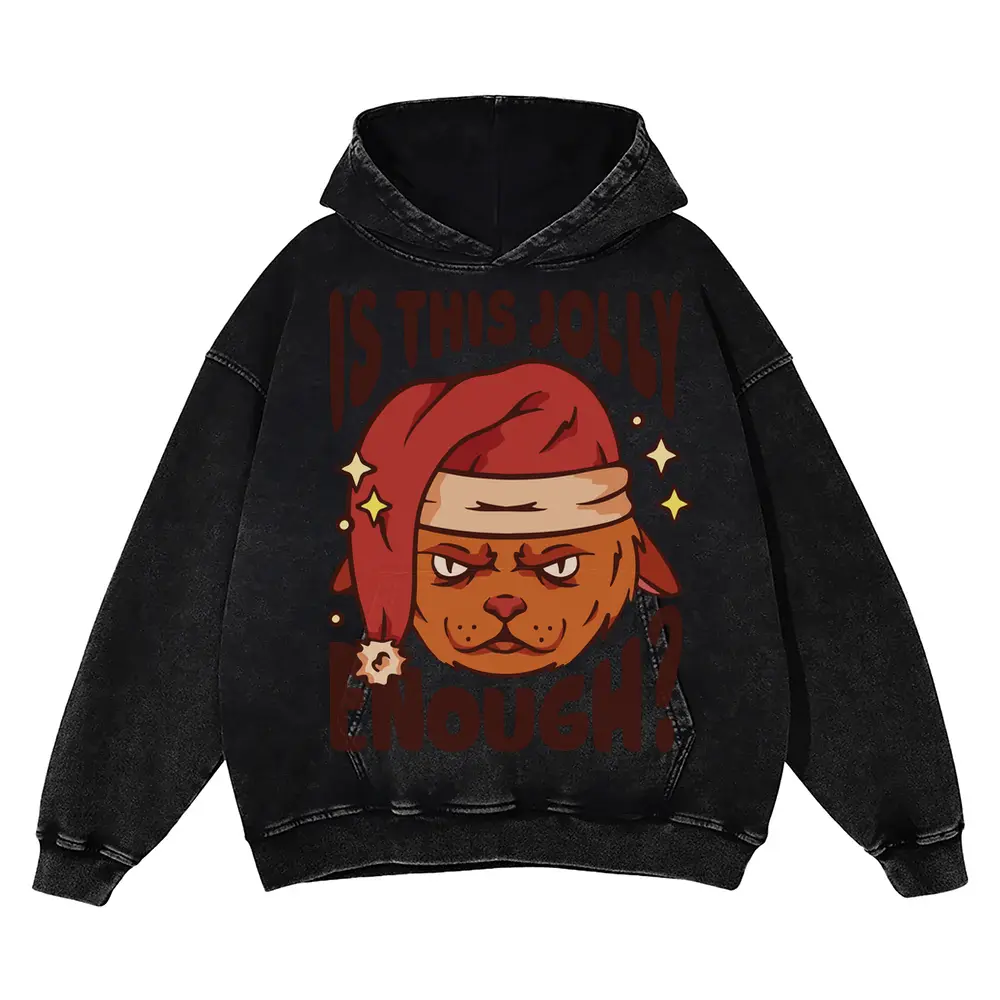 Anti Christmas Cat Acid Wash Oversized Hoodie