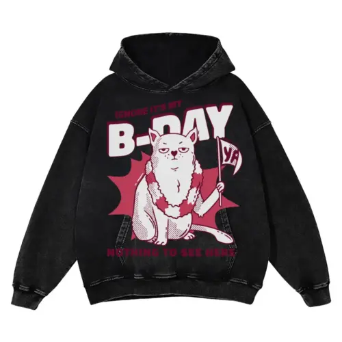 Anti Birthday Acid Wash Oversized Hoodie