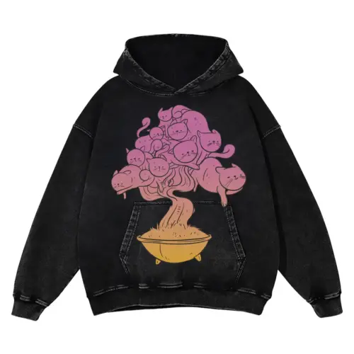 Bonsaicats Acid Wash Oversized Hoodie