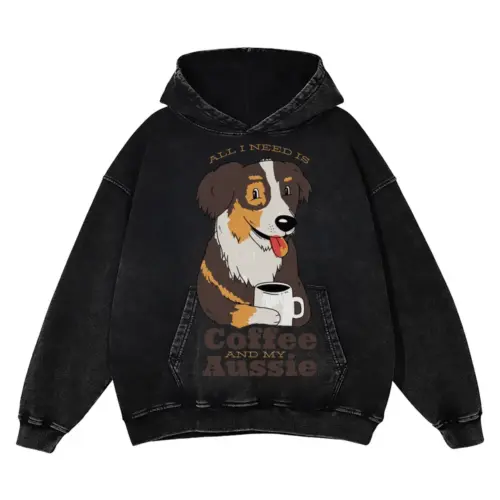 Aussie Coffee Acid Wash Oversized Hoodie