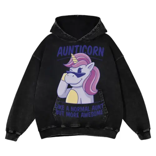 Aunticorn Acid Wash Oversized Hoodie