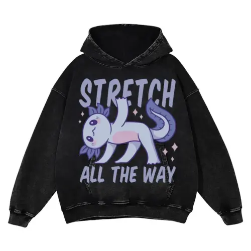 Yoga Axolotl Acid Wash Oversized Hoodie