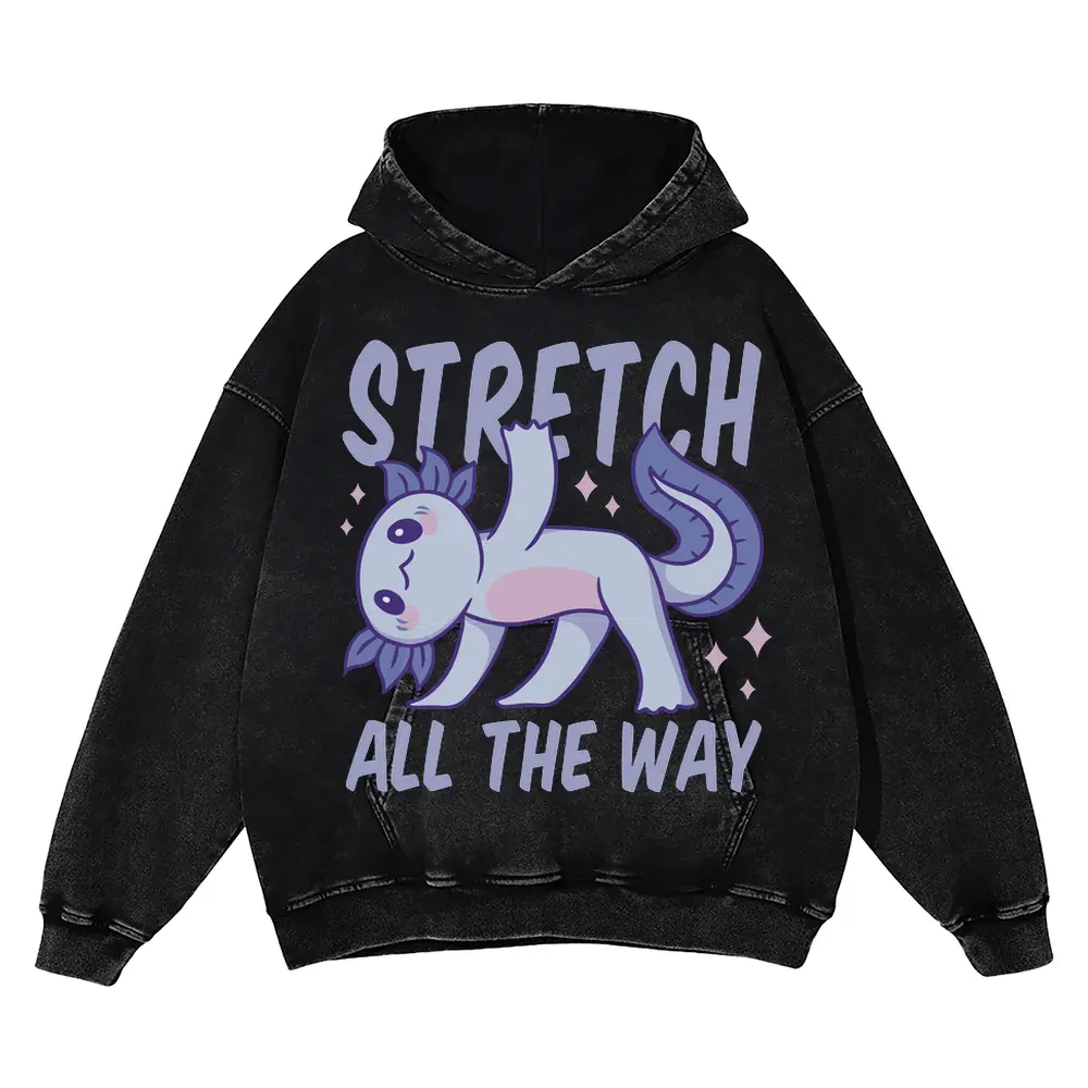 Yoga Axolotl Acid Wash Oversized Hoodie