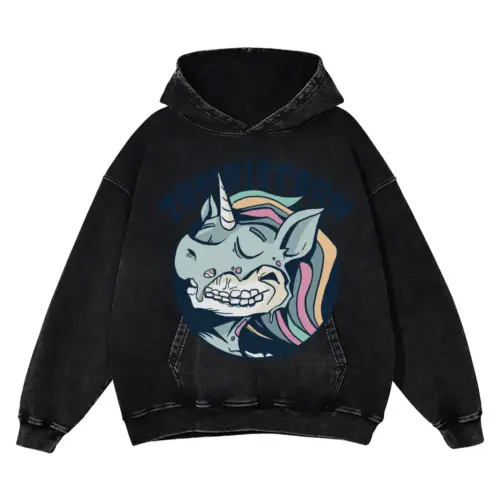 Zombiecorn Acid Wash Oversized Hoodie