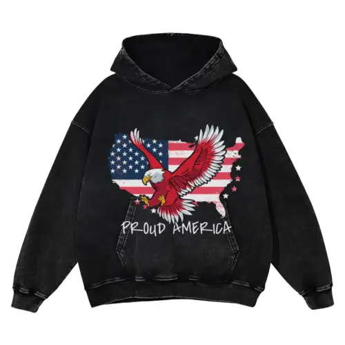 America Acid Wash Oversized Hoodie