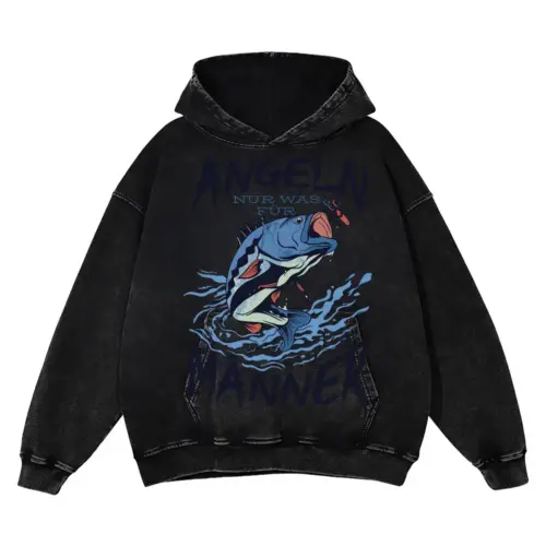 Angeln Fish Acid Wash Oversized Hoodie