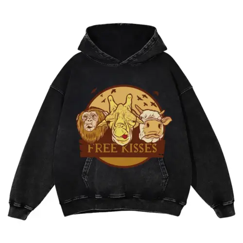 Animals Acid Wash Oversized Hoodie