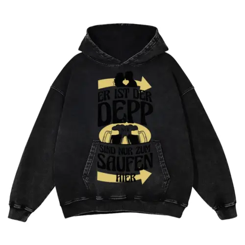 Weddingbeer Acid Wash Oversized Hoodie