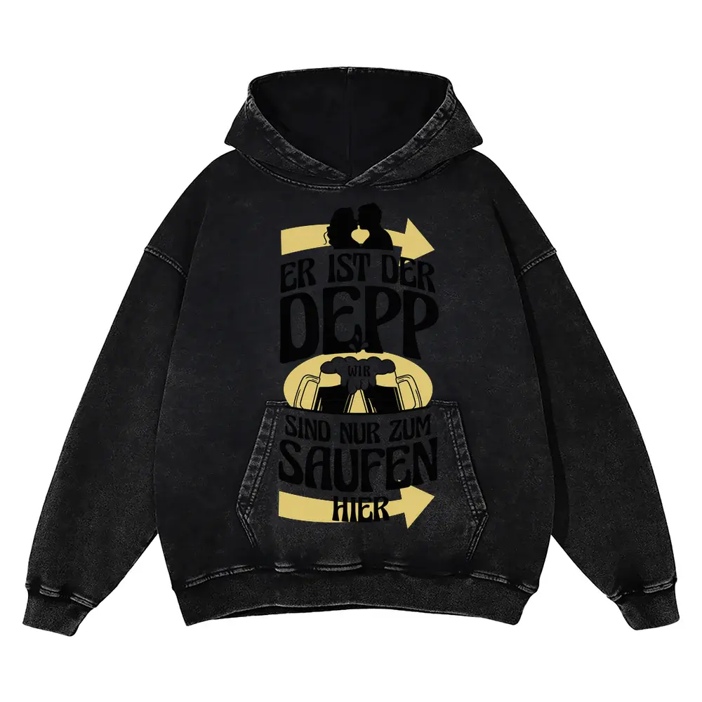 Weddingbeer Acid Wash Oversized Hoodie
