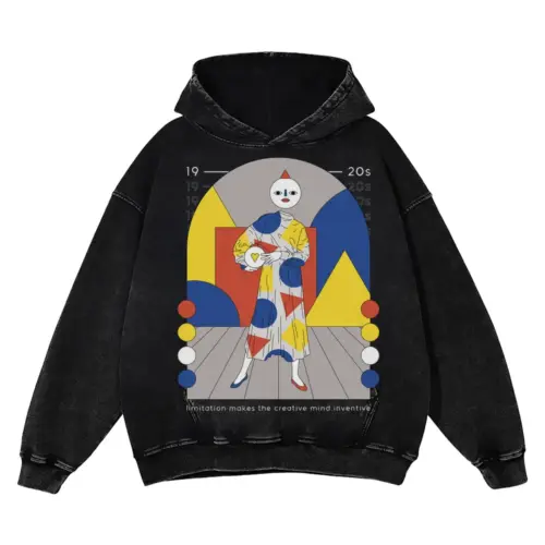 20 S Bauhaus Acid Wash Oversized Hoodie