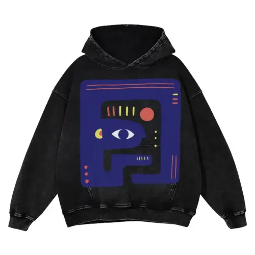 Abstract Organic Acid Wash Oversized Hoodie