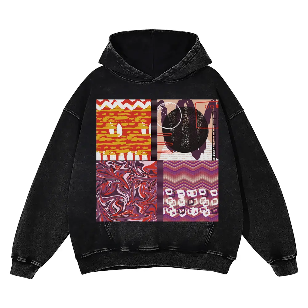 Abstract Acid Wash Oversized Hoodie