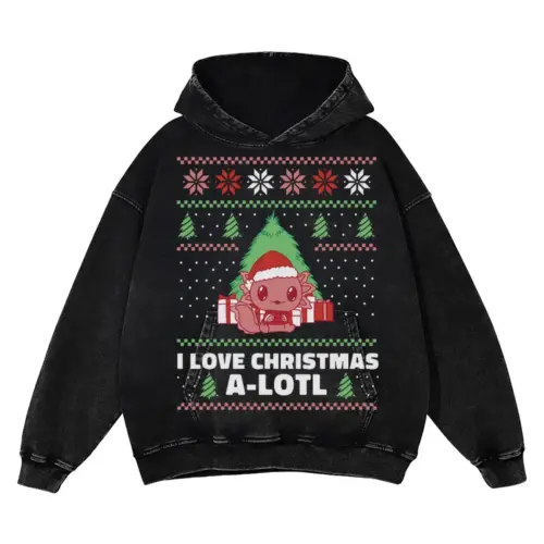Axolotlchristmas Acid Wash Oversized Hoodie