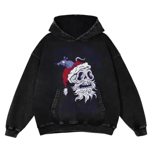 Anti New Year Acid Wash Oversized Hoodie