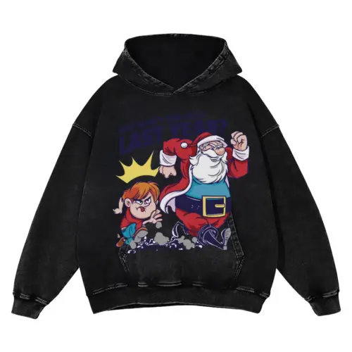 Boy Santa Acid Wash Oversized Hoodie