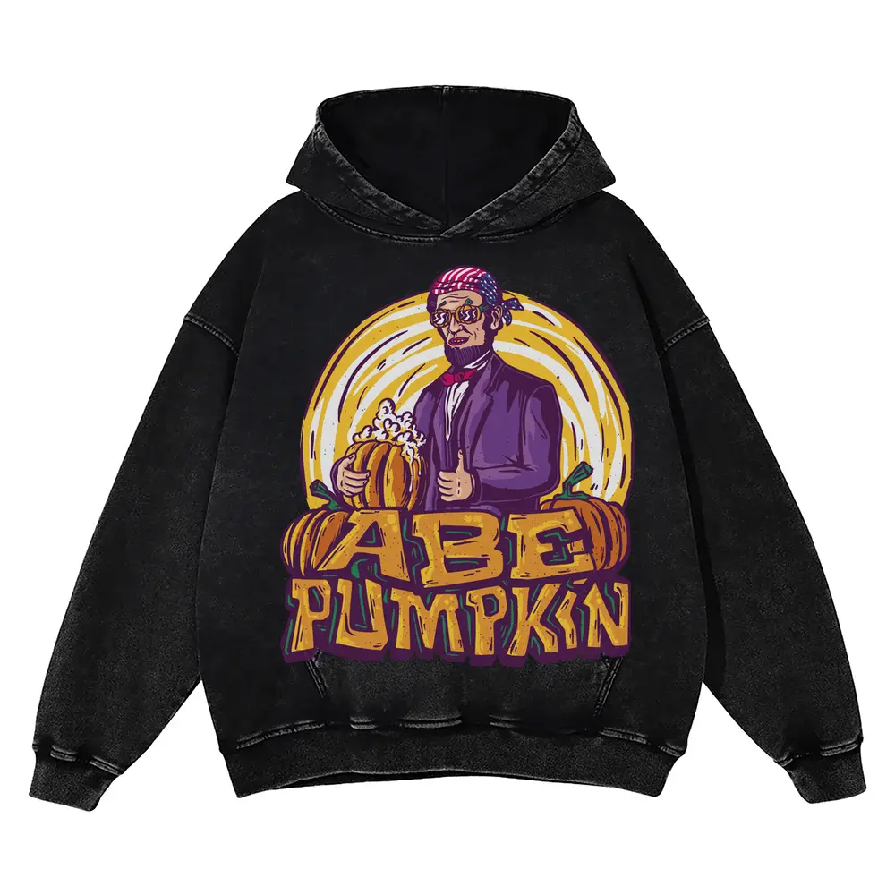Abe Pumpkin Acid Wash Oversized Hoodie