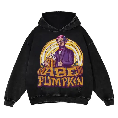 Abe Pumpkin A Acid Wash Oversized Hoodie