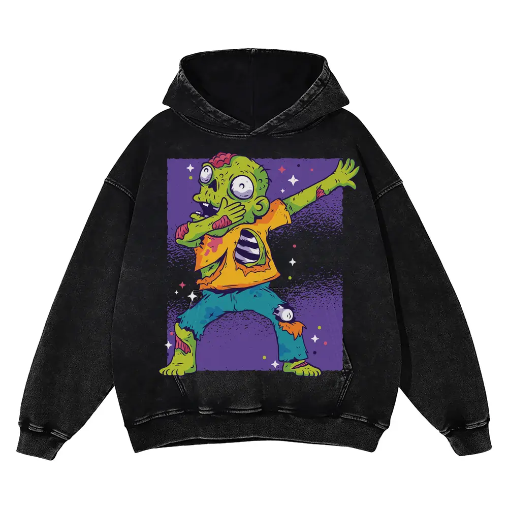 Zombie Dab 0 Hq Acid Wash Oversized Hoodie