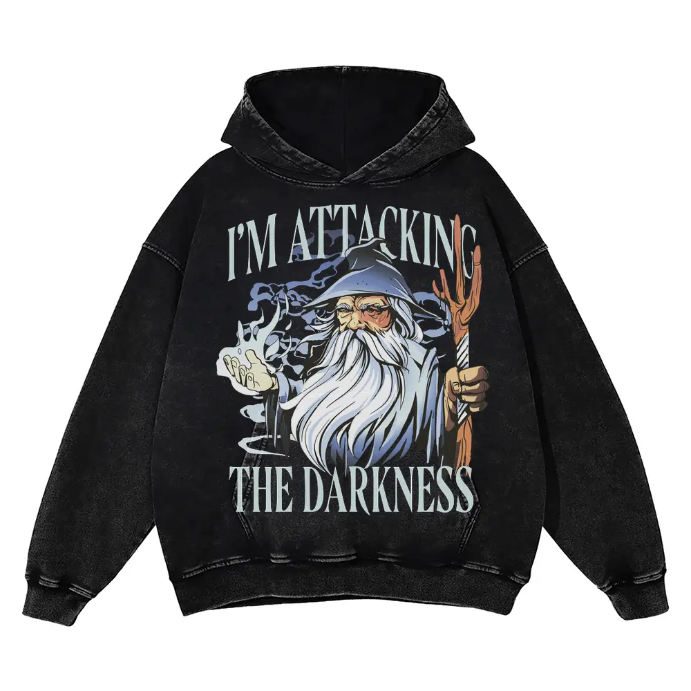 Wizard Fantasy Spell Acid Wash Oversized Hoodie