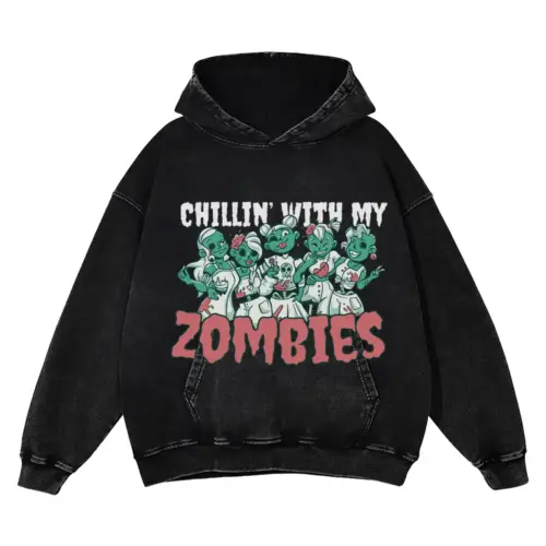 Zombiebesties Acid Wash Oversized Hoodie