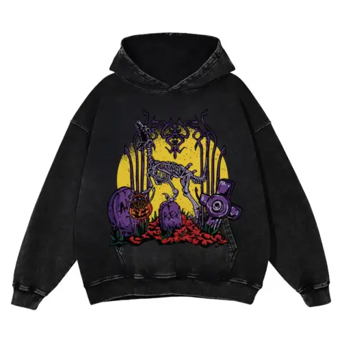 Zombie Trex Acid Wash Oversized Hoodie