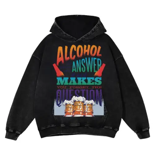 Alcohol Quote 0 Hq Acid Wash Oversized Hoodie