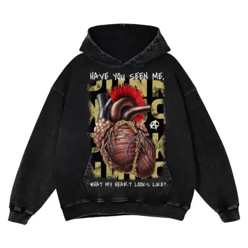 32279 Punk Heart Acid Wash Oversized Hoodie