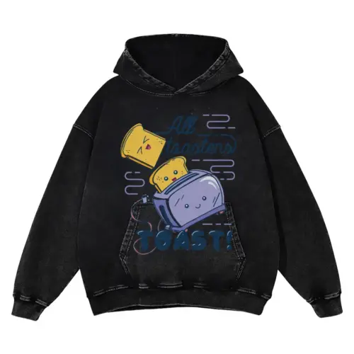 All Toasters Toast Acid Wash Oversized Hoodie