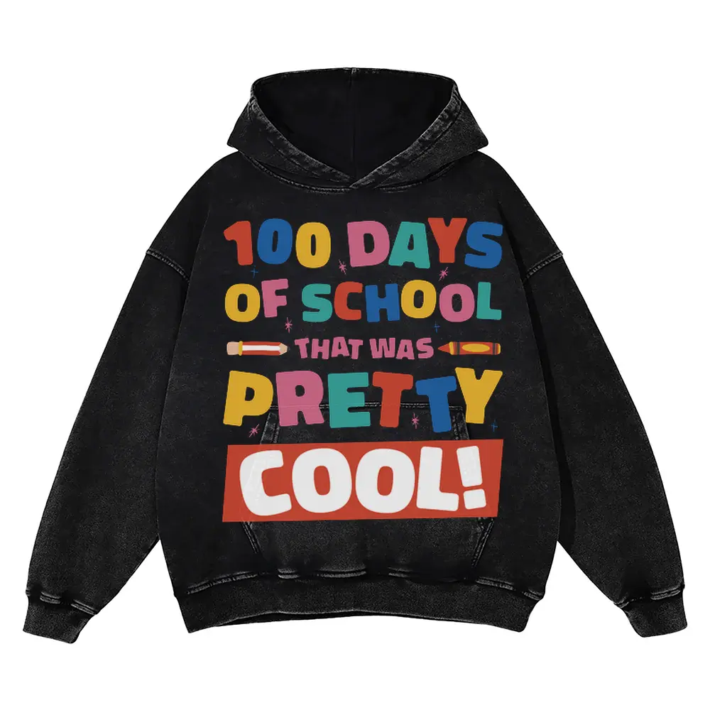 100 Days Of School Acid Wash Oversized Hoodie