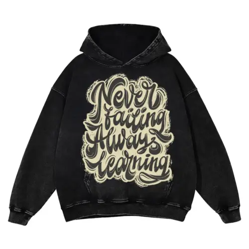 08 Lettering Never Failing Always Learning Si Acid Wash Oversized Hoodie