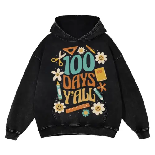 100 Days Acid Wash Oversized Hoodie