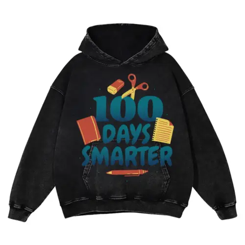 100 Days Acid Wash Oversized Hoodie