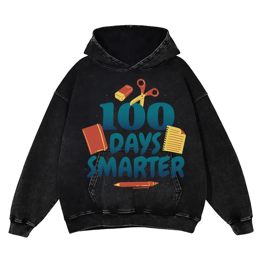 100 Days Acid Wash Oversized Hoodie