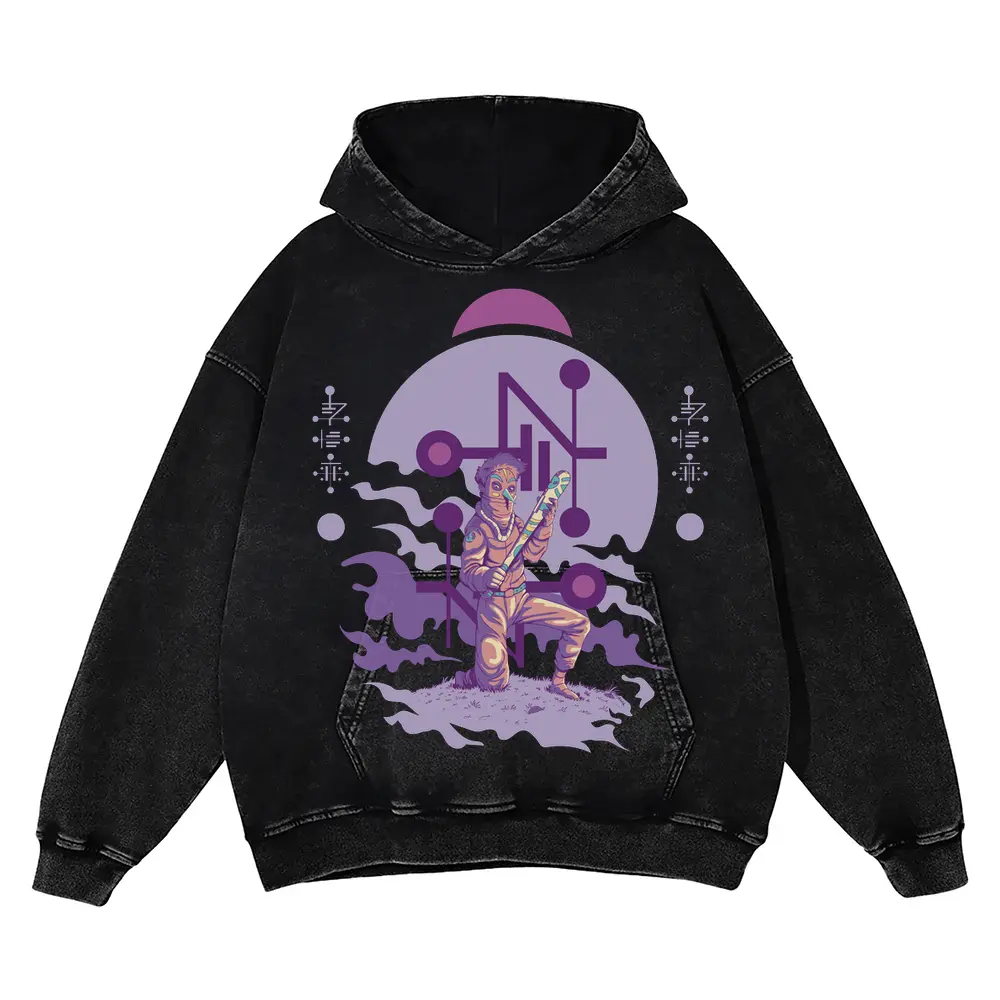 Alien Invasion A Acid Wash Oversized Hoodie