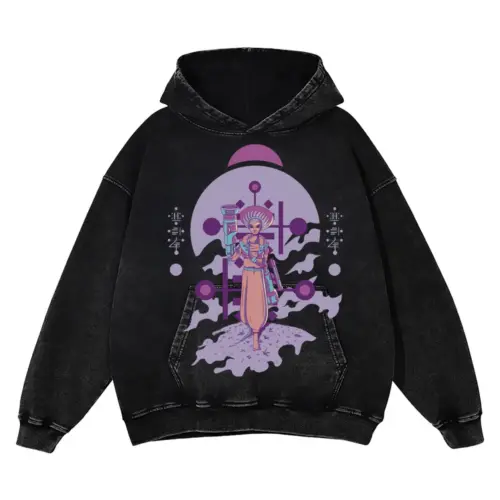 Alien Invasion D Acid Wash Oversized Hoodie